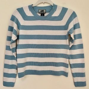 Horny Toad Light Blue Striped Cropped Sweater